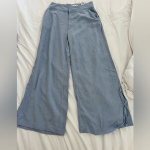 Abercrombie & Fitch Light Blue Linen Wide Leg Pants